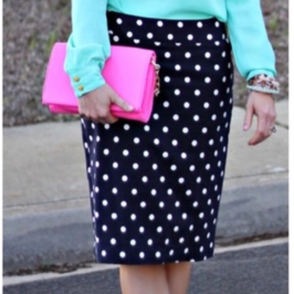 J. Crew Dresses & Skirts - 🎉Host Pick🎉NWT J Crew Pencil Skirt Blue White Polka Dot